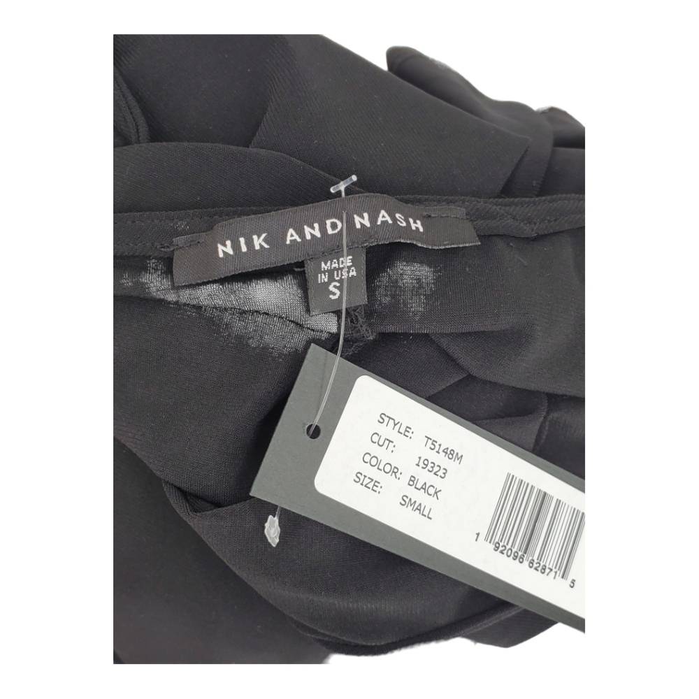 Nik and Nash Black Sleeveless Tiered Belted Stretch Jersey Maxi Dress Small 4-6 - Picture 6 of 7